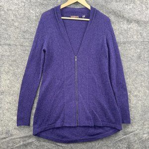 Cullen Cardigan Sweater Womens S 100% Cashmere Purple Full Zip V Neck Knit